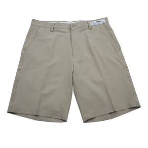 FJ Shorts Mens W34 Beige Lightweight Casual Chino Thigh Length Flat Front